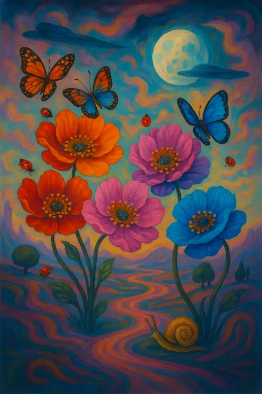 Imagaem de Flores e um ambiente surreal