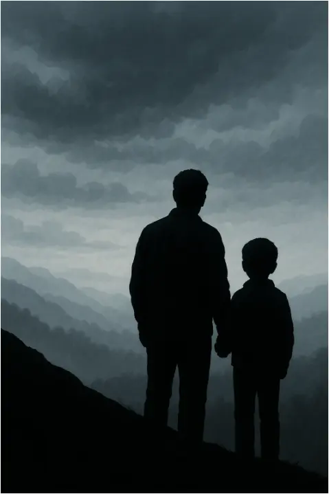 Imagem silueta do homem e filho